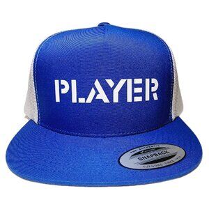 PLAYER Mesh Snapback Heat Pressed Vinyl Flat Bill Trucker Ha…